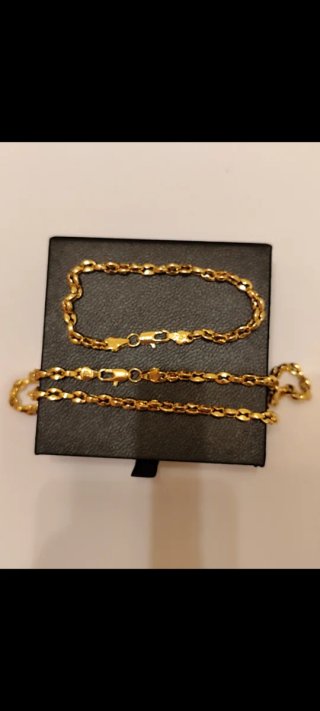 Conjunto de Cadena y Pulsera de Oro 18k