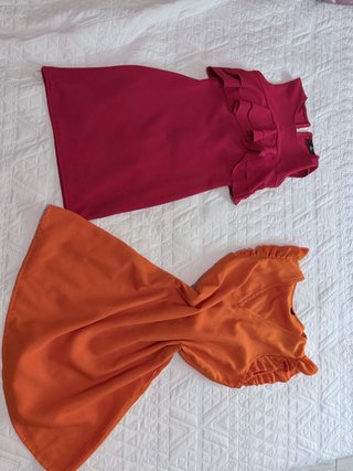 Abiti donna: rosso e arancione Top rosa e bianco