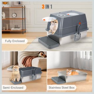 Arenero para gatos de acero inoxidable