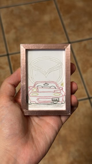 Cuadro pequeño grabado a mano Mazda MX5 1990