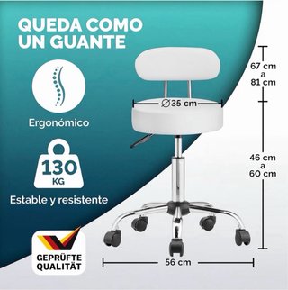 2 Taburetes Giratorios con Respaldo Blancos