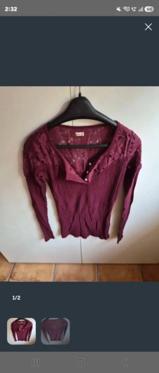 Jersey Hollister Burdeos Encaje Talla XS