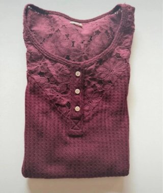 Jersey Hollister Burdeos Encaje Talla XS