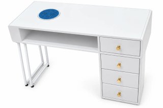 Mesa de Manicura Blanca con Cajones