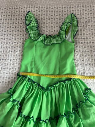 Traje de flamenca verde y cuadros vichy talla 2