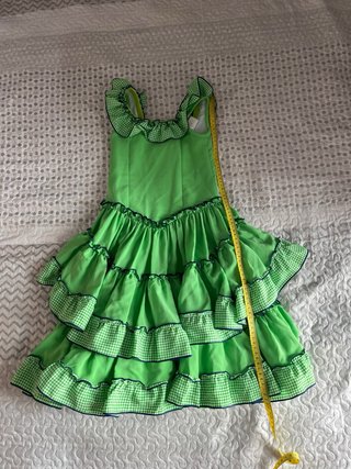Traje de flamenca verde y cuadros vichy talla 2