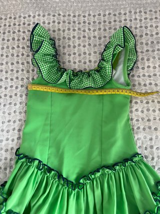 Traje de flamenca verde y cuadros vichy talla 2