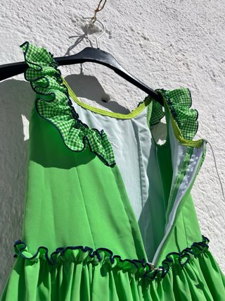Traje de flamenca verde y cuadros vichy talla 2