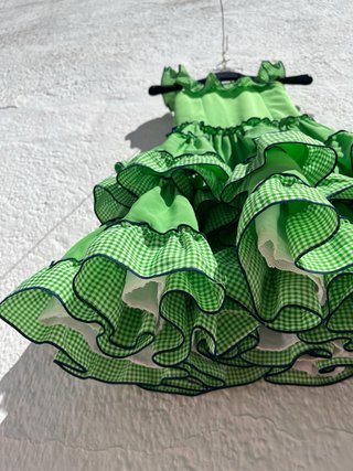Traje de flamenca verde y cuadros vichy talla 2