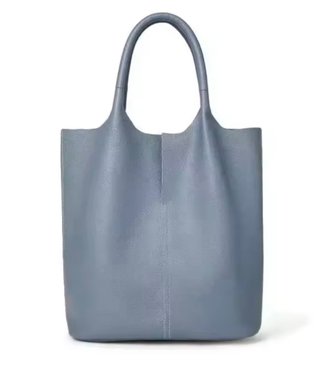 Bolso tote cuero genuino mujer azul