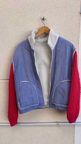 Chaqueta vintage  azul y rosa
