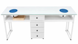 Mesa de Manicura doble Blanca con Aspiradores