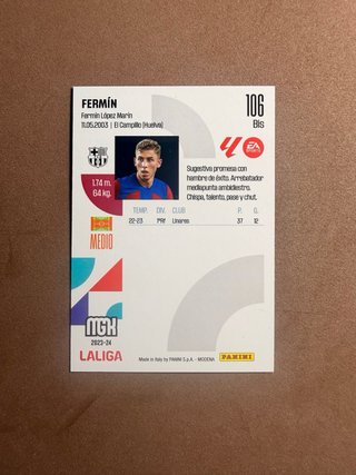 Cromo Panini LaLiga 2023-24 Fermín lopez ficha bis