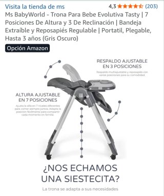 Trona Evolutiva Ms BabyWorld Tasty Gris
