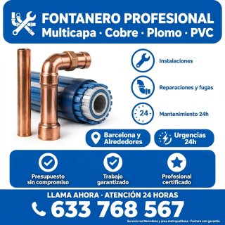 Fontanero Profesional 24h - Multicapa, Cobre, Plom