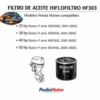 Filtro Aceite HF303 para Honda CB CBR 600 Hornet
