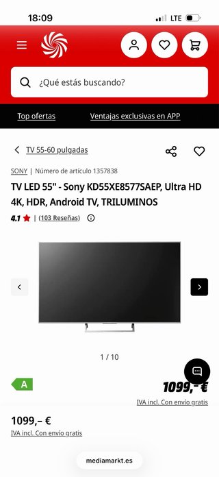 Televisor Sony Bravia 55” 4K HDR