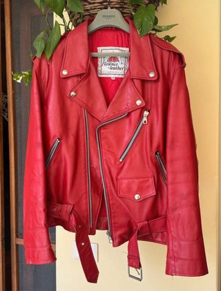 Cazadora Rockera Piel Roja Florence Leather.