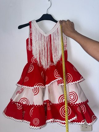 Traje Flamenca Rojo y Blanco Hecho a Mano