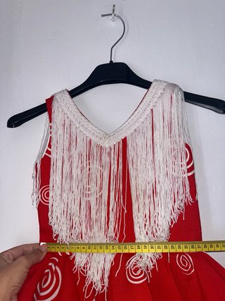 Traje Flamenca Rojo y Blanco Hecho a Mano