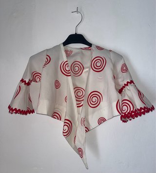 Traje Flamenca Rojo y Blanco Hecho a Mano