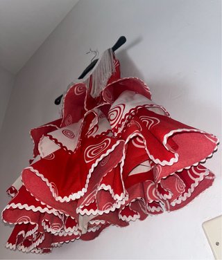 Traje Flamenca Rojo y Blanco Hecho a Mano