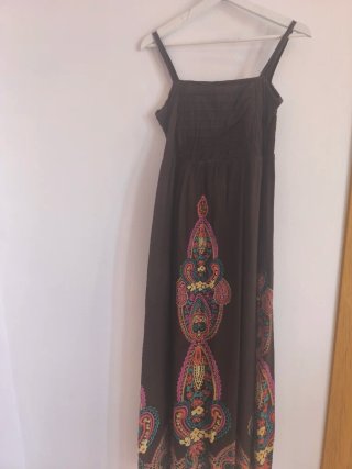 Vestido Largo Veraniego Marrón Talla S
