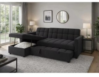 Sofá cama negro con almacenaje