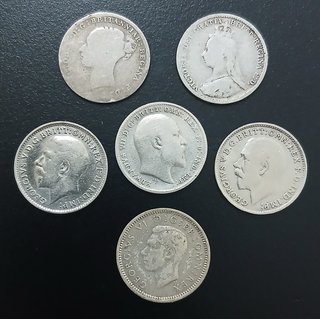 Three Pence, 1886 a 1940 ¡6 Monedas de Plata!