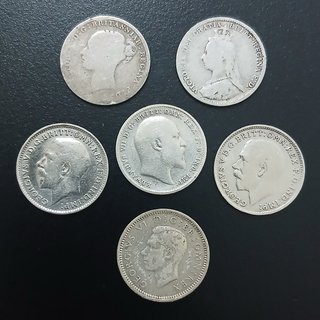 Three Pence, 1886 a 1940 ¡6 Monedas de Plata!