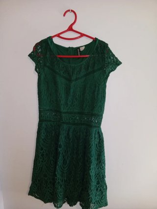 Vestido de encaje verde H&M DIVIDED