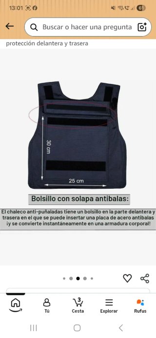 Chaleco Antipuñaladas Negro