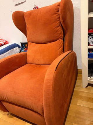 Sillón relax eléctrico reclinable tela naranja
