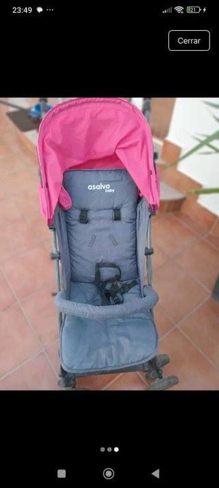 Silla de paseo bastón rosa y gris