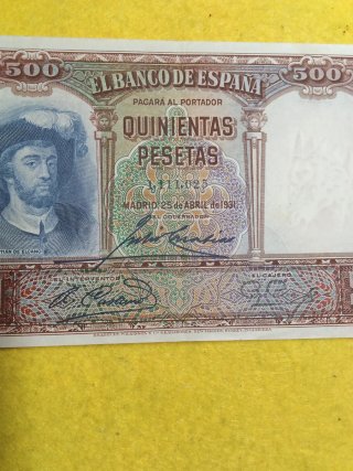 Billete 500 Pesetas 1931 Juan Sebastián Elcano