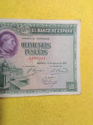 Billete 500 Pesetas 1928 Cardenal Cisneros