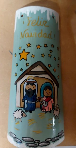 Teja Decorativa de Navidad Pintada a Mano