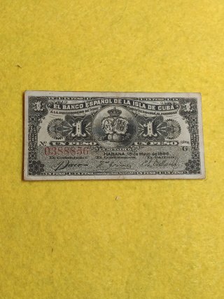 Billete 1 Peso Banco Español de la Isla de Cuba