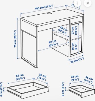 Escritorio MICKE IKEA 105x50cm Blanco