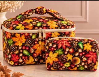 Set de 2 Neceseres Estampado Otoñal