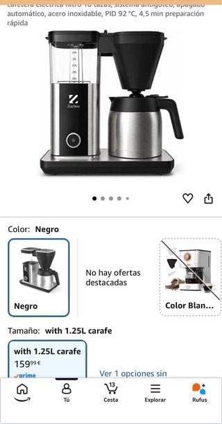 Cafetera Eléctrica Zachvo con Jarra Térmica