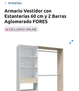 Armario Vestidor con Estanterías y Barra