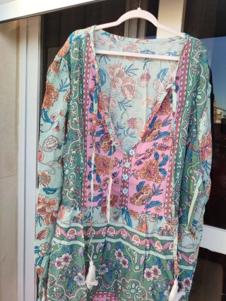 Camisola Estampada Boho Verde y Rosa