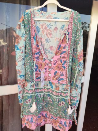 Camisola Estampada Boho Verde y Rosa