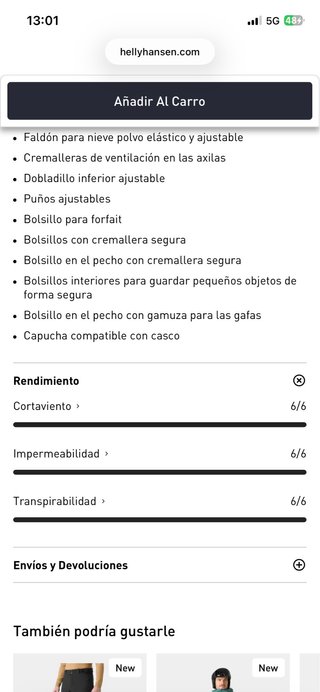 700€-->395€ Puffy Helly Hansen NUEVA chaqueta ski