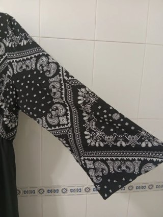 Vestido Shein negro y blanco boho estampado
