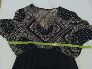 Vestido Shein negro y blanco boho estampado
