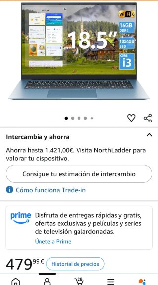Portátil 18.5 Core i3 16GB RAM 1TB SSD
