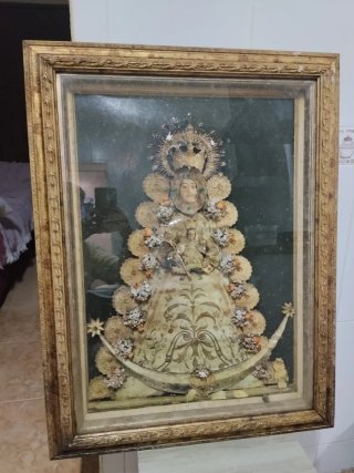 Cuadro Virgen del Rocío Relieve Antiguo