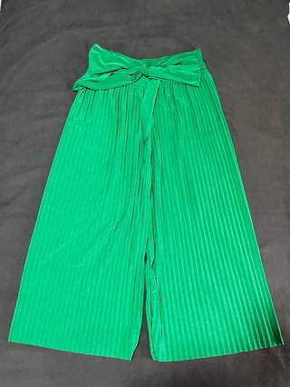 Pantalón ancho plisado verde T.M